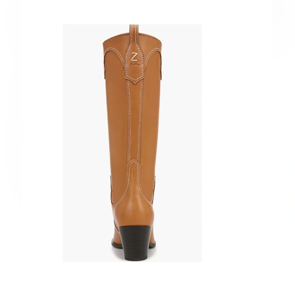 Zodiac Dawson Cowboy Boots Pointy Toe & Knee High Cuoio Brown Women’s Size 6.5